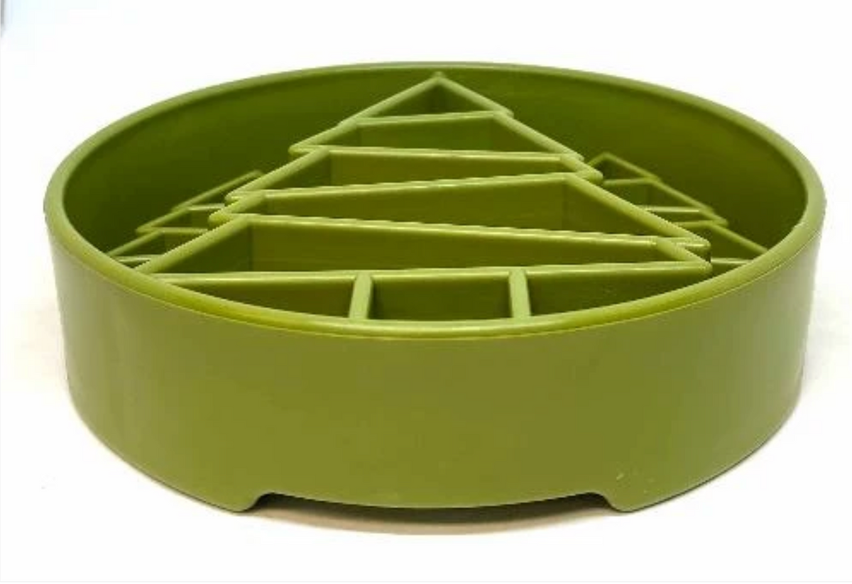 Pine Tree Christmas eBowl Deep Slow Feeder Dog Bowl for Enrichment | USA Made