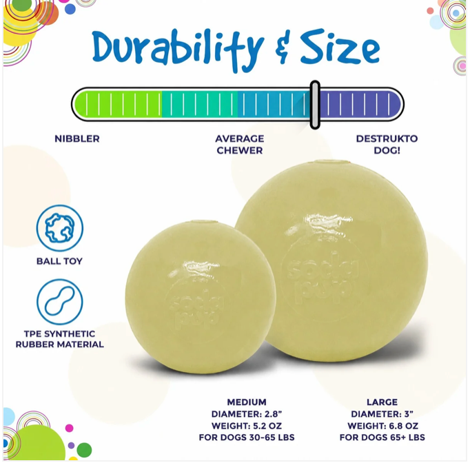Squeak Ball - Glow in the Dark - Durable Squeaky Dog Toy, Floats, Chew Toy | USA Made