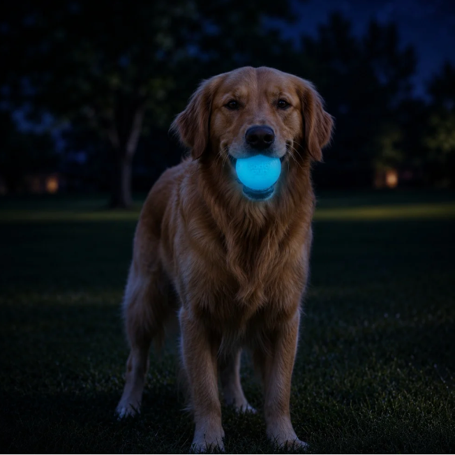 Strobe Ball Light-Up Dog Toy - Durable Floating Chew Ball | Made in USA