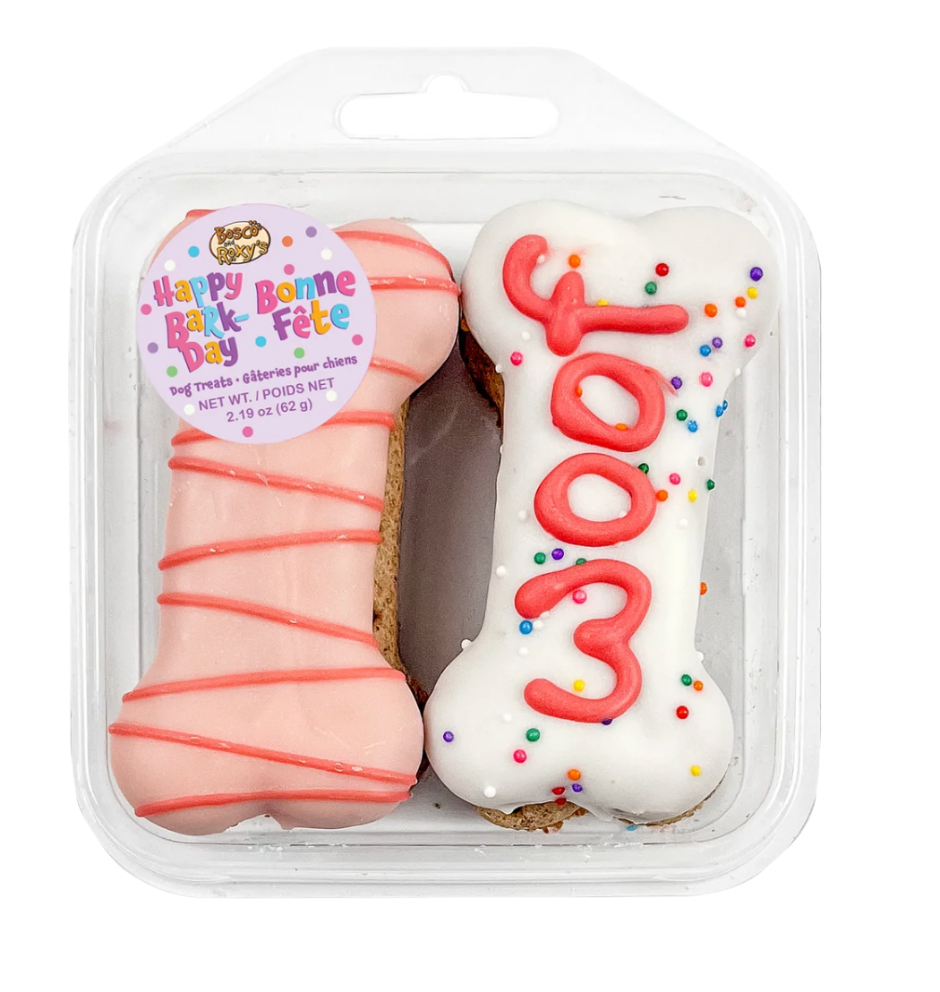 Prepackaged 4pk Blue/Pink Woof It Up Bones | Birthday (case)