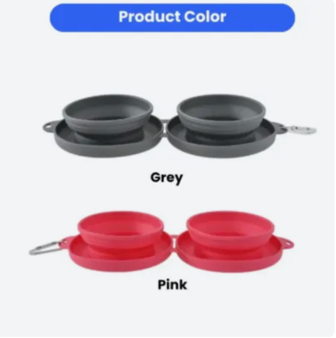 Collapsible Pet Travel Bowl Portable Dual Feeder