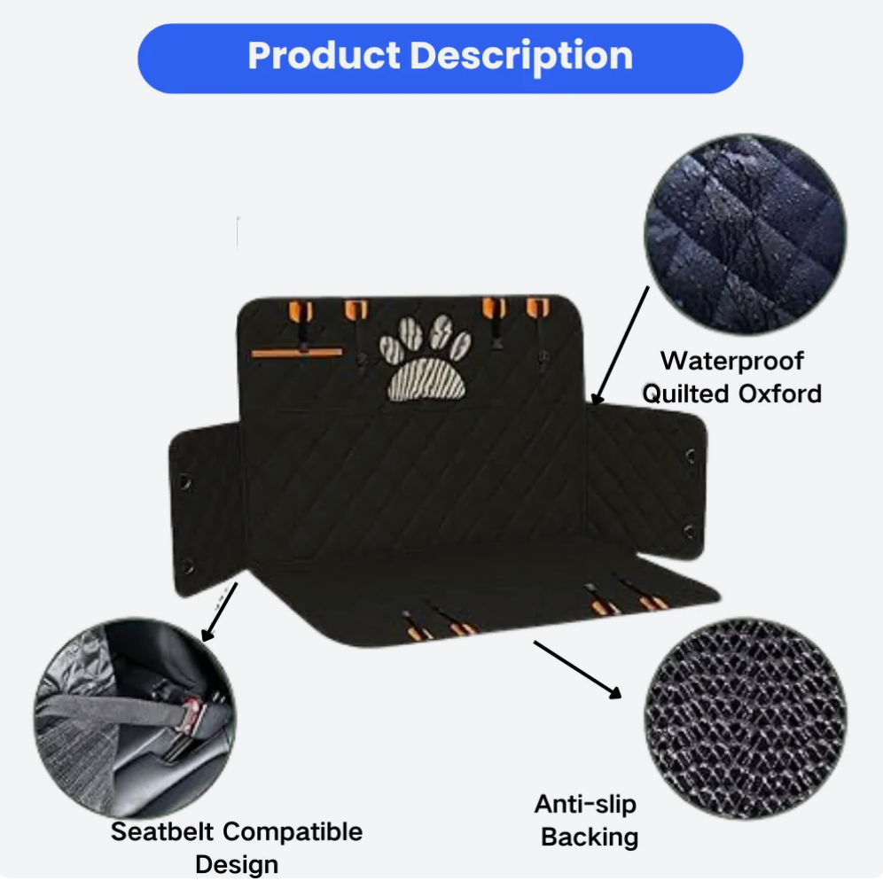 Waterproof Backseat Pet Hammock Car Protector Dog Car Seat Cover