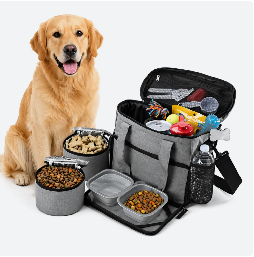 Portable Pet Travel Storage Bag Food Container Treat Pouch for Outdoor Dogs and Cats