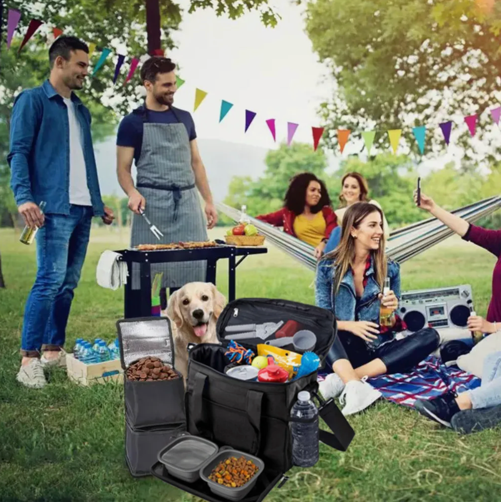 Portable Pet Travel Storage Bag Food Container Treat Pouch for Outdoor Dogs and Cats