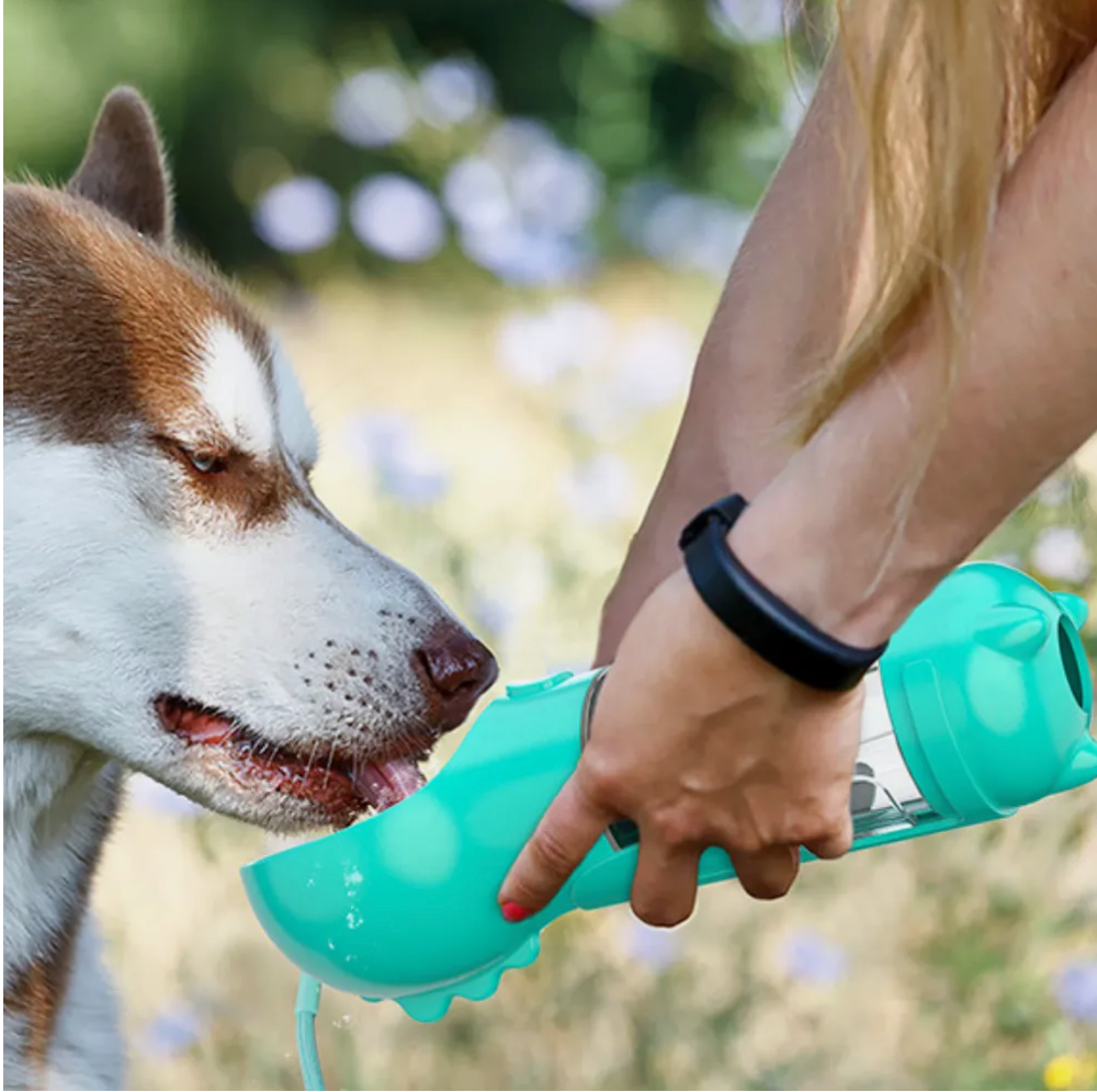 2 in 1 Dog Travel Bottle Dog Water Dispenser with Poop Bag Storage