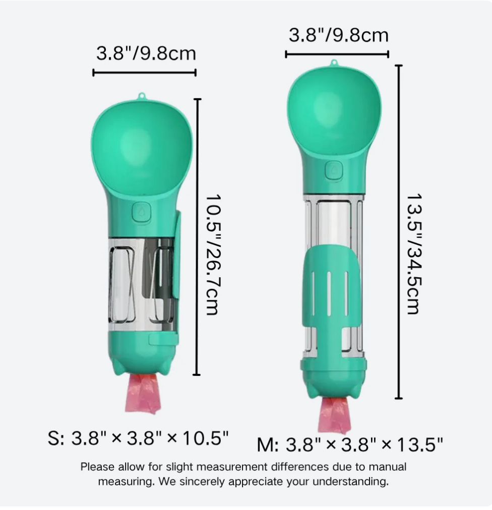 2 in 1 Dog Travel Bottle Dog Water Dispenser with Poop Bag Storage