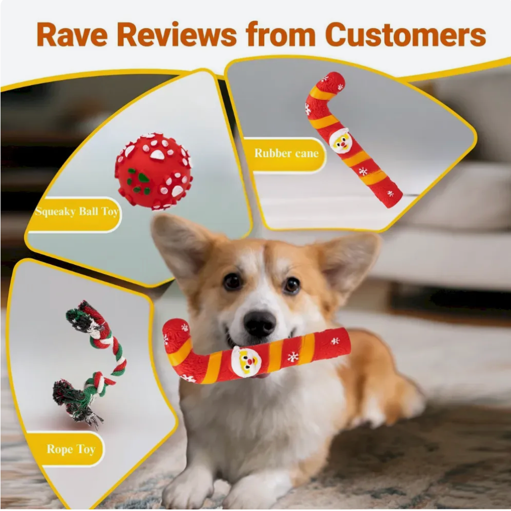 Christmas Dog Toy Gift Set Rope and Candy Cane