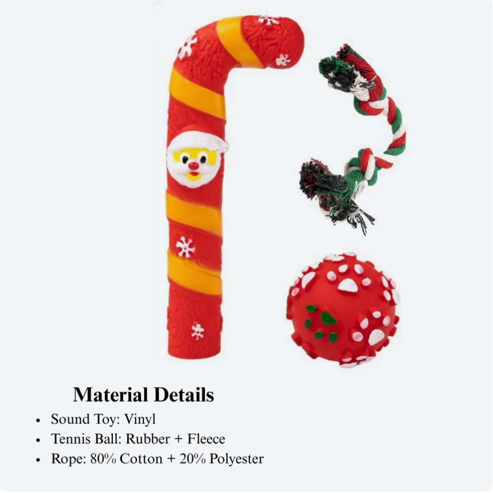 Christmas Dog Toy Gift Set Rope and Candy Cane
