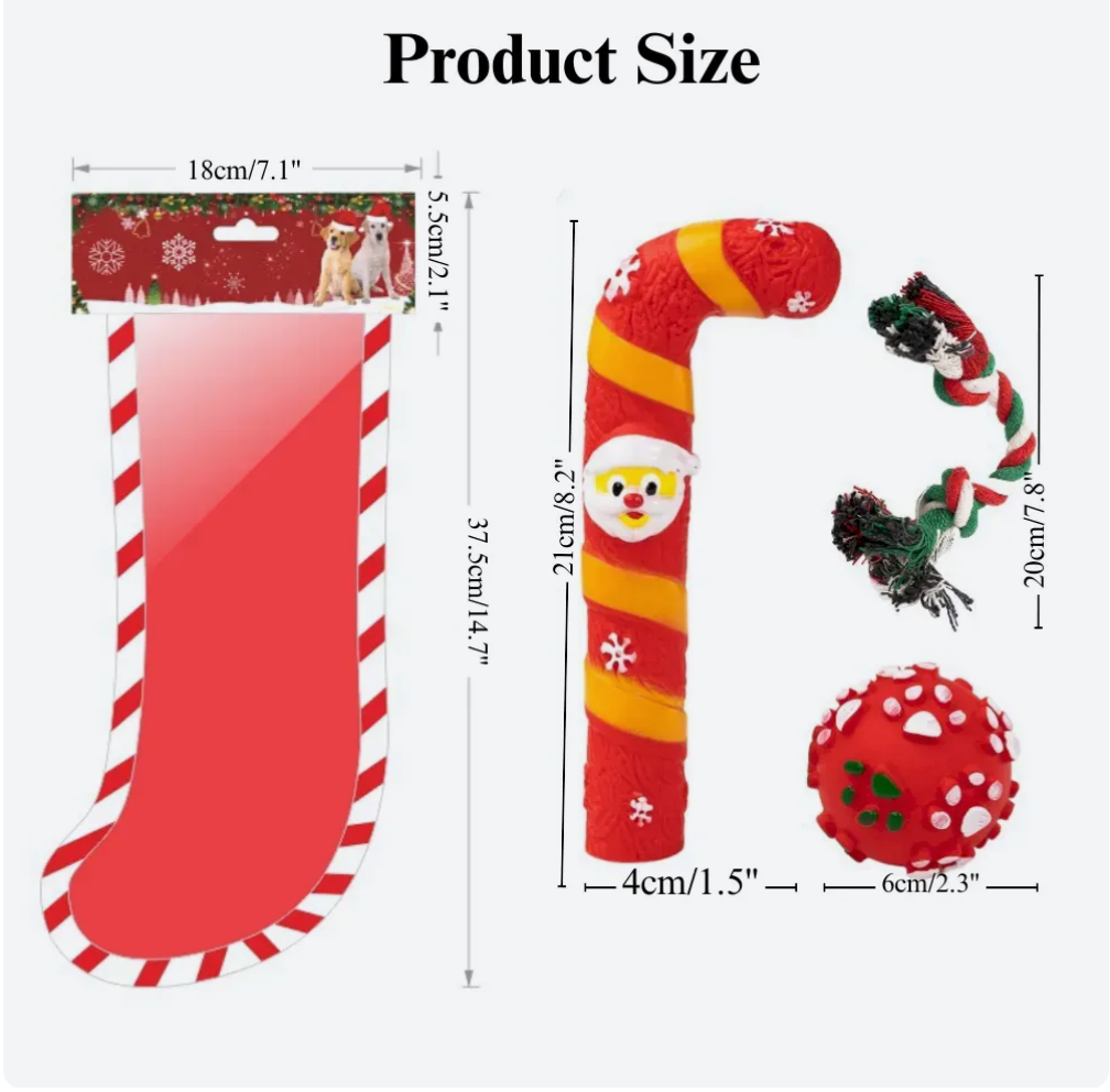 Christmas Dog Toy Gift Set Rope and Candy Cane