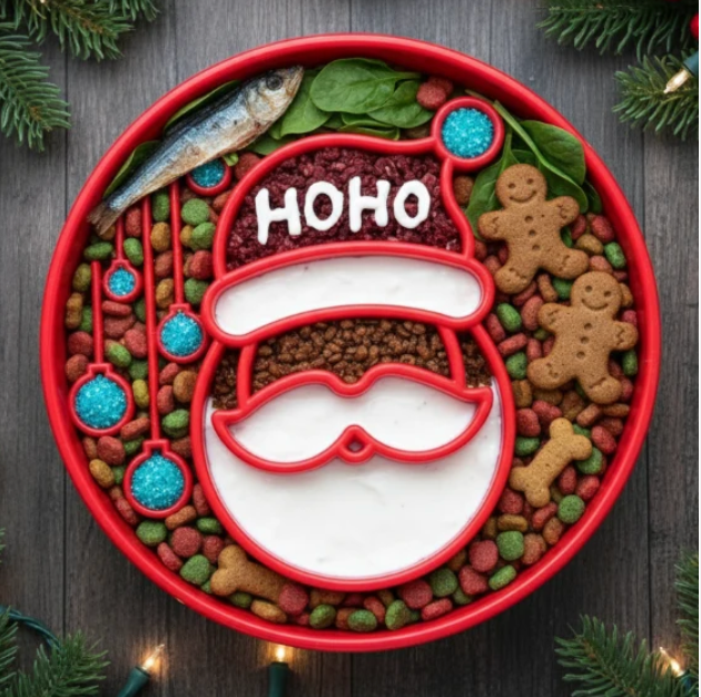 Santa Christmas eBowl Deep Slow Feeder Dog Bowl for Enrichment | USA Made