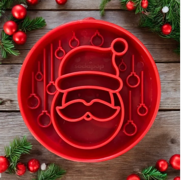 Santa Christmas eBowl Deep Slow Feeder Dog Bowl for Enrichment | USA Made